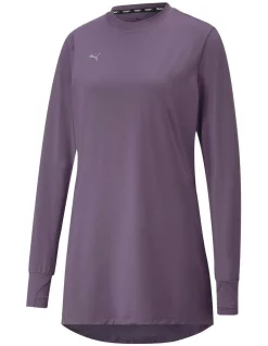 Cheap ✔️ PUMA Modest Activewear Long Sleeve Top In Purple Charcoal 🎁