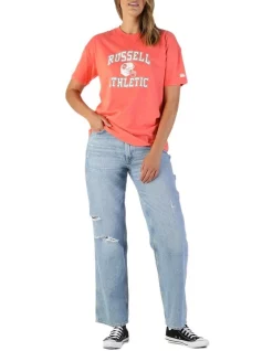 Buy 👍 Russell Athletic Darcy Tee In Coral 👍 -Cheap Sports-Tops Shop unnamed file 1319