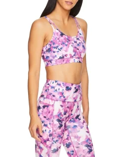 Promo 💯 Gaiam Shina Rose Sutton Print Bra In Pink 🎁