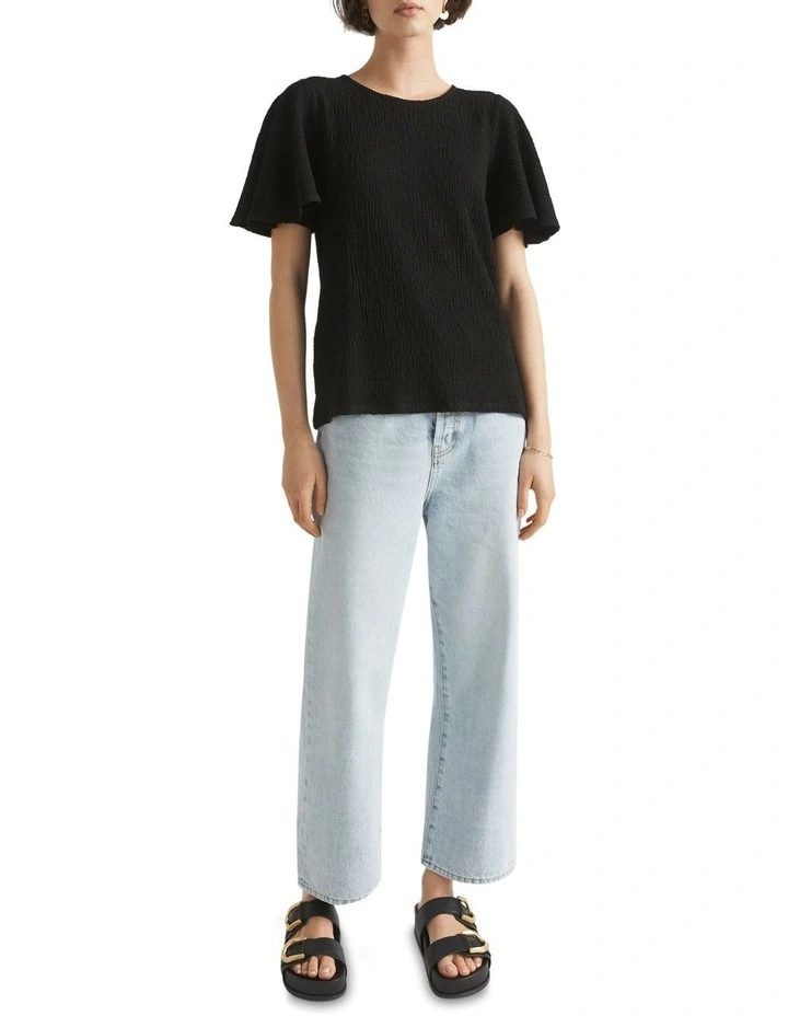 Buy π― Seed Heritage Textured Flutter Sleeve Top In Black π 2 Buy π― Seed Heritage Textured Flutter Sleeve Top In Black π - Image 2