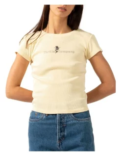 Flash Sale 🔥 Thrills Between Two Thorns Cap Sleeve Tee In Sunlight 🥰