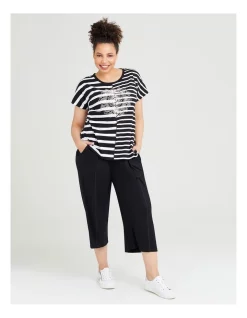 Discount ⭐ Taking Shape Cotton Mandala Stripe Tee In Black/White Stripe 🌟 -Cheap Sports-Tops Shop unnamed file 215