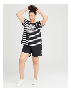 Discount ⭐ Taking Shape Cotton Mandala Stripe Tee In Black/White Stripe 🌟 -Cheap Sports-Tops Shop unnamed file 216