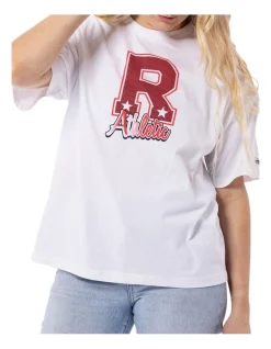 Coupon 🔥 Russell Athletic 👩 Women's Script Tee In White 🔔