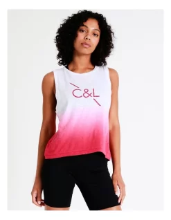 Flash Sale 🔔 Chloe & Lola Relaxed Tank Top In White And Pink 🎁 -Cheap Sports-Tops Shop unnamed file 414