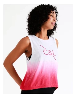 Flash Sale 🔔 Chloe & Lola Relaxed Tank Top In White And Pink 🎁 -Cheap Sports-Tops Shop unnamed file 415