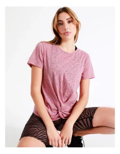Flash Sale 🌟 Chloe & Lola Twist Front Burnout Tee In Pink ⌛ -Cheap Sports-Tops Shop unnamed file 425