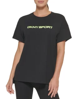 Hot Sale ❤️ DKNY Sport Layered Shadow Logo Tee Black 🧨