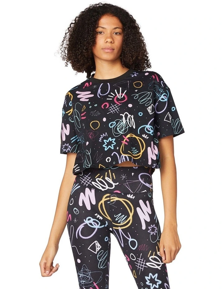 Discount ❤️ L'URV Scribble Printed Cropped Tee Multi ⌛ 3 Discount ❤️ L'URV Scribble Printed Cropped Tee Multi ⌛