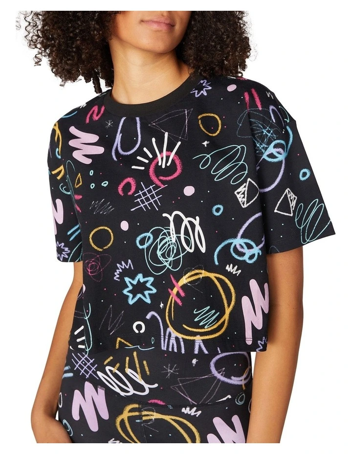 Discount ❤️ L'URV Scribble Printed Cropped Tee Multi ⌛ 6 Discount ❤️ L'URV Scribble Printed Cropped Tee Multi ⌛ - Image 4