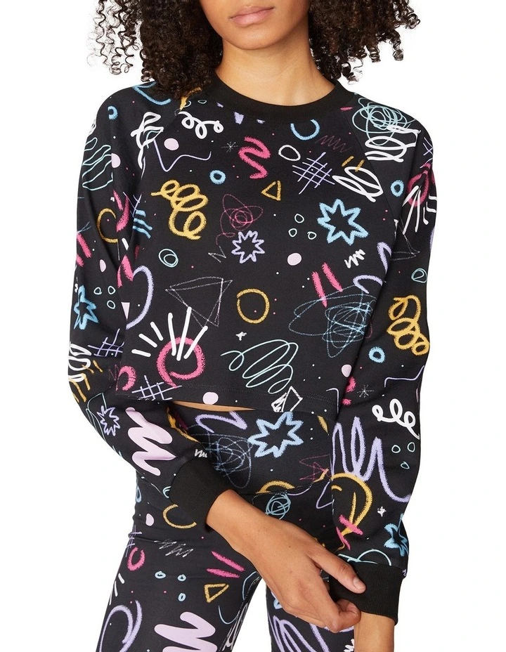 New π L'URV Scribble Cropped Active Sweat Multi π 6 New π L'URV Scribble Cropped Active Sweat Multi π - Image 4