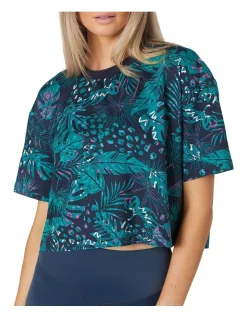 Best deal 🥰 L'URV Leafy Green Shorts Sleeved Cropped Tee Navy 😀 -Cheap Sports-Tops Shop unnamed file 740